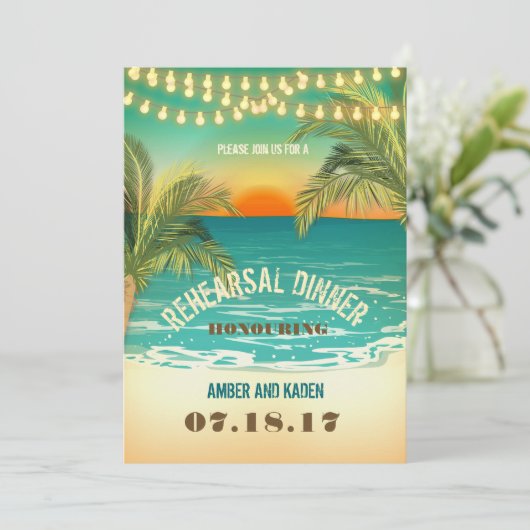Invitation Dîner de répétition sur la plage (Debout devant)