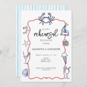 Invitation Dîner de répétition sur la plage - Crabe bleu - fr (Devant / Derrière)