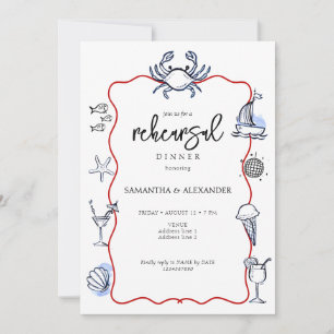 Invitation Dîner de répétition sur la plage - Crabe bleu - fr