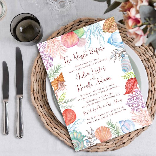 Invitation Dîner de répétition sur la plage moderne Dusty Blu