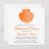 Invitation Dîner de répétition sur la plage Orange coquille c (Devant / Derrière)