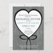 Invitation Dîner de répétition sur le bois et le coeur (Devant)