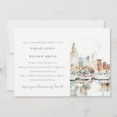 Invitation Dîner de répétition Tampa Florida Skyline Watercol (Devant)