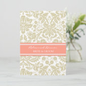 Invitation Dîner de répétition Tan Coral Damask (Debout devant)