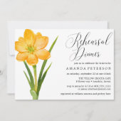 Invitation Dîner de répétition tendance Fleur JAUNE CROCUS (Devant)