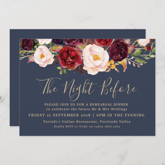 Invitation Dîner de répétition - The Lucy Suite (Devant / Derrière)