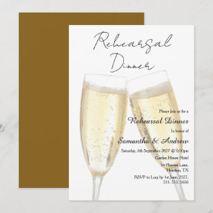 Invitation Dîner de répétition Toast au Champagne