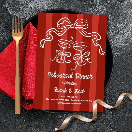 Invitation Dîner de répétition Toasting Stripes