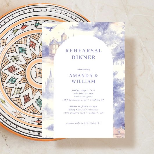 Invitation Dîner de répétition Toile de jouy