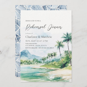 Invitation Dîner de répétition Tropical Beach Palm Trees