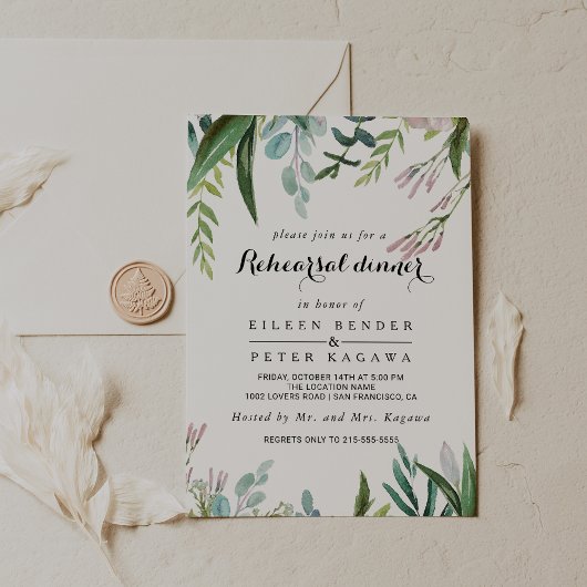 Invitation Dîner de répétition Tropical Floral Charme