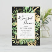 Invitation Dîner de répétition Tropical Modern Black & Gold (Debout devant)