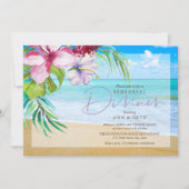 Invitation Dîner de répétition tropicale Plage de sable (Devant)