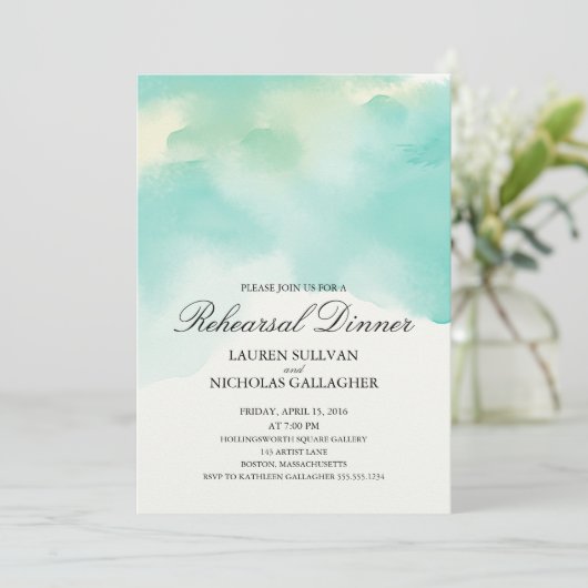 Invitation Dîner de répétition turquoise (Debout devant)