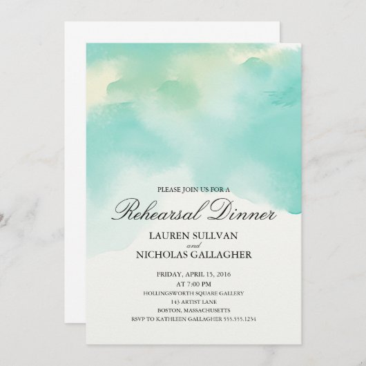 Invitation Dîner de répétition turquoise (Devant / Derrière)