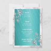 Invitation Dîner de répétition turquoise avec strass sur sarc (Dos)
