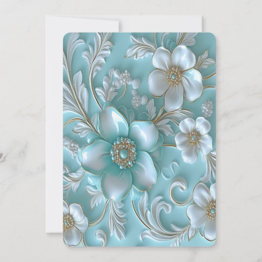 Invitation Dîner de répétition turquoise blanc (Dos)