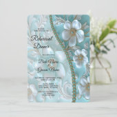 Invitation Dîner de répétition turquoise blanc (Debout devant)