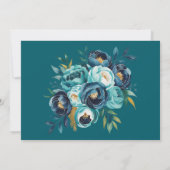 Invitation Dîner de répétition turquoise et Marine Blue Peony (Dos)