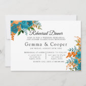 Invitation Dîner de répétition turquoise et orange (Devant)