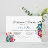 Invitation Dîner de répétition turquoise Orange Red Peony (Debout devant)