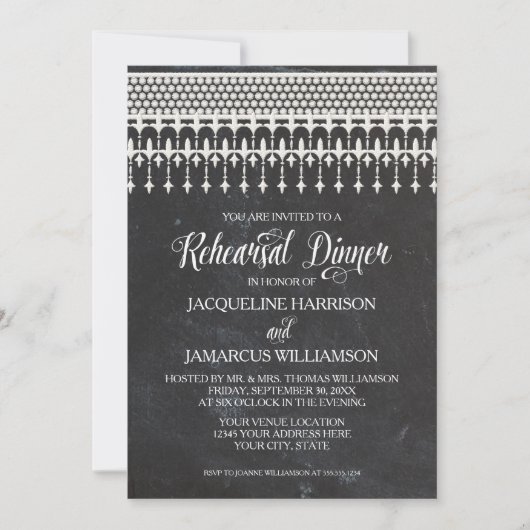 Invitation Dîner de répétition Typographie de dentelle du tab (Devant)
