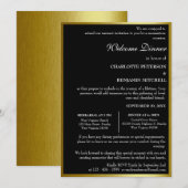 Invitation Dîner de répétition unique noir et or (Devant / Derrière)