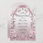Invitation Dîner de répétition unique rose (Devant / Derrière)