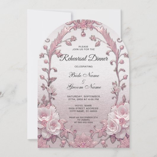 Invitation Dîner de répétition unique rose (Devant)