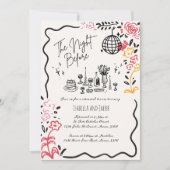 Invitation Dîner De Répétition Vague Quirky Tirée À La Main W (Devant)