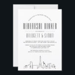 Invitation Dîner de répétition Vegas | City Skyline Invitatio<br><div class="desc">Un dîner de répétition unique invitation pour un mariage qui a lieu dans la belle ville de lumières, Las Vegas, Nevada. Cette invitation présente une illustration stylisée de l'horizon unique de la ville. Ensuite, vous recevrez des informations sur votre dîner de répétition dans un style ouvert assorti. À l'envers de...</div>