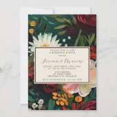 Invitation Dîner de répétition vert à la bourgogne florale pe (Devant)