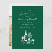 Invitation Dîner de répétition verte tiré à la main blanche e (Devant / Derrière)