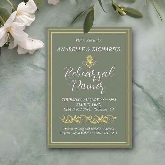 Invitation Dîner de répétition victorien élégant