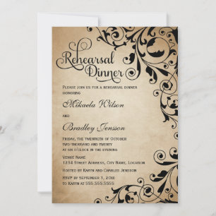 Invitation Dîner de répétition vintage