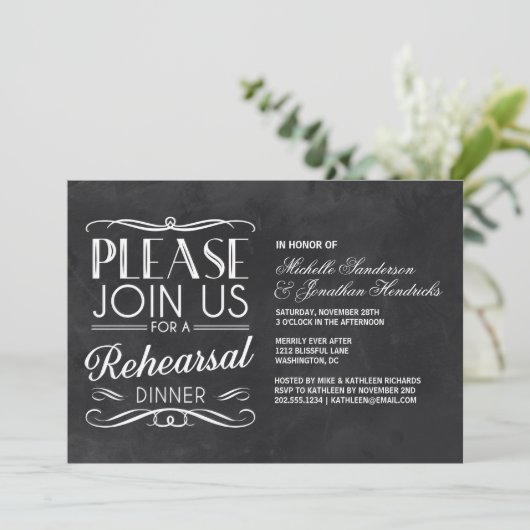Invitation Dîner de répétition Vintage (Debout devant)
