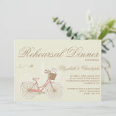 Invitation Dîner de répétition vintage à bicyclette rose (Debout devant)