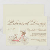 Invitation Dîner de répétition vintage à bicyclette rose (Devant / Derrière)