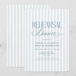 Invitation Dîner de répétition vintage aux rayures bleues int