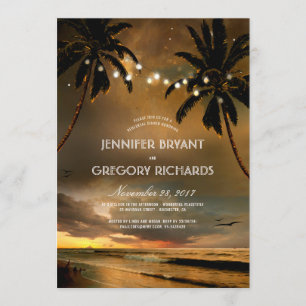 Invitation Dîner de répétition vintage Beach Sunset Palm Ligh