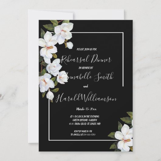 Invitation Dîner de répétition vintage blanc (Devant)