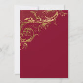 Invitation Dîner de répétition vintage Burgundy Gold Damask (Dos)