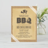 Invitation Dîner de répétition vintage Burlap & Lace BBQ (Debout devant)