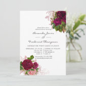 Invitation Dîner de répétition vintage Chic Blush & Burgundy (Debout devant)