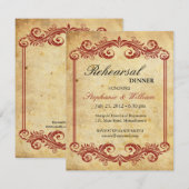 Invitation Dîner de répétition vintage de Bourgogne (Devant / Derrière)