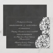 Invitation Dîner de répétition Vintage de Chalkboard Hydrange (Devant / Derrière)