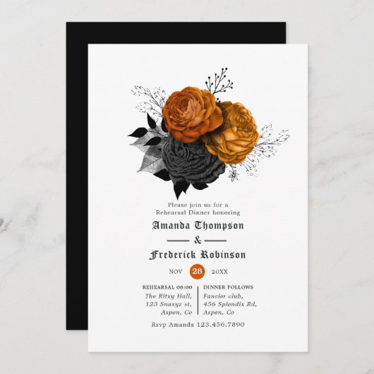 Invitation Dîner de répétition vintage d'Halloween (Devant / Derrière)
