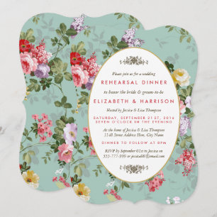 Invitation Dîner de répétition vintage Floral Garden