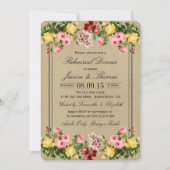 Invitation Dîner de répétition vintage Floral Mariage (Devant)
