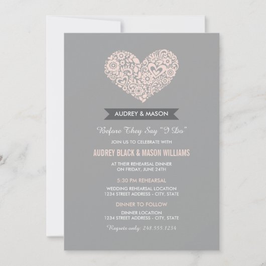 Invitation Dîner de répétition vintage flush (Devant)